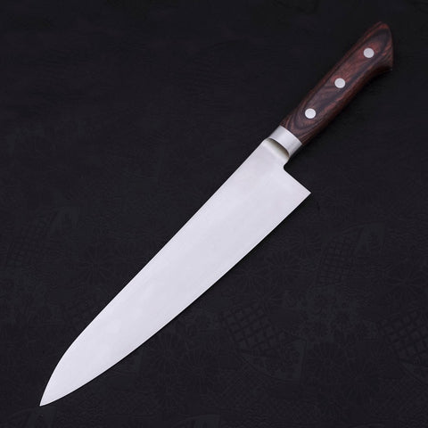 Gyuto knife AUS-8 Polished Western Mahogany Handle 210mm (8.3”)-[Musashi]-[Japanese-Kitchen-Knives]