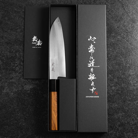 Santoku Silver Steel #3 Polished Buffalo Bubinga Handle 170mm