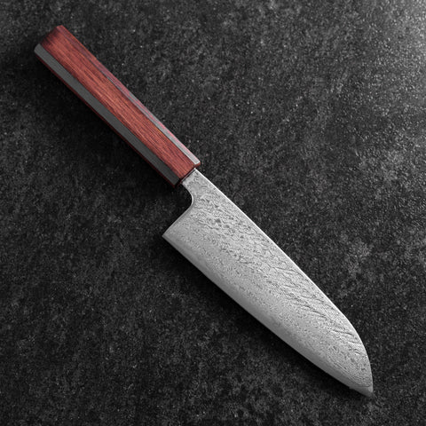 Santoku AUS-10 Nawame Damascus Purple Urushi Handle 165mm
