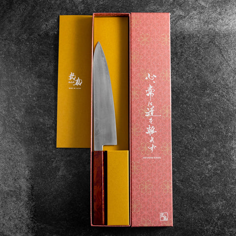 Gyuto VG-10 Damascus Yamanaka Red Urushi Handle 210mm (8.3”)