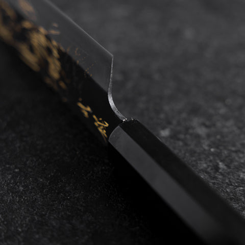 Santoku Blue Steel #2 Kurouchi Chokin Great Buddha Buffalo Ebony Handle 165mm (6.5")