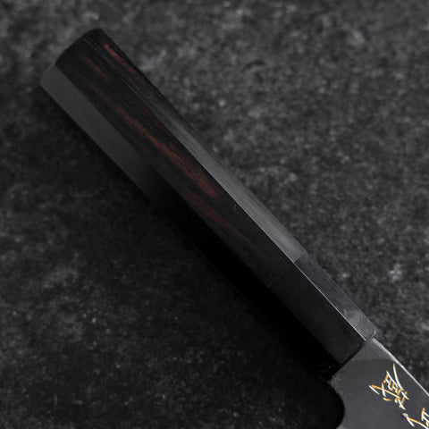 Santoku Blue Steel #2 Kurouchi Chokin Great Buddha Buffalo Ebony Handle 165mm (6.5")