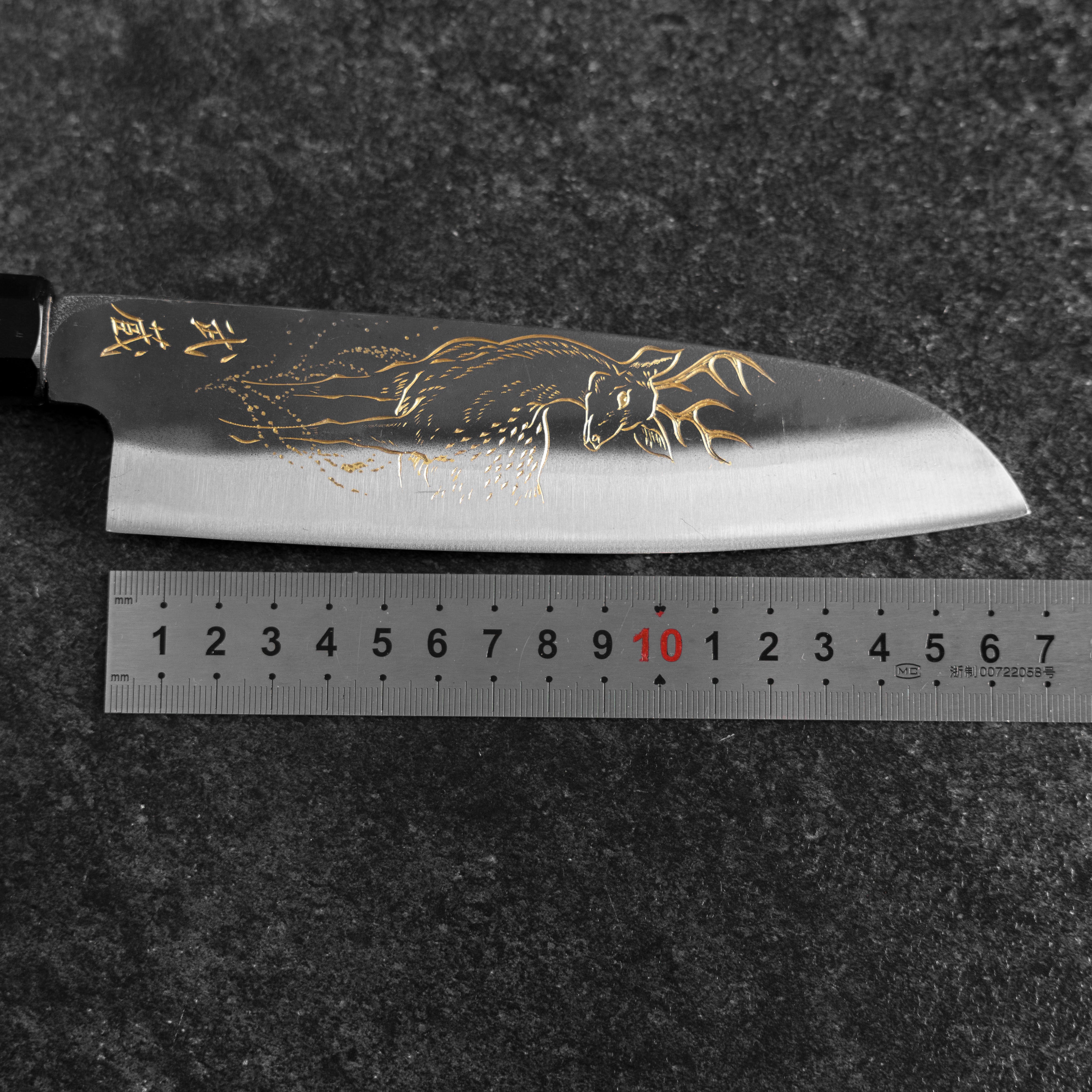三徳 青紙2号 黒打 波-富士山 黒檀水牛柄 170mm – MUSASHI