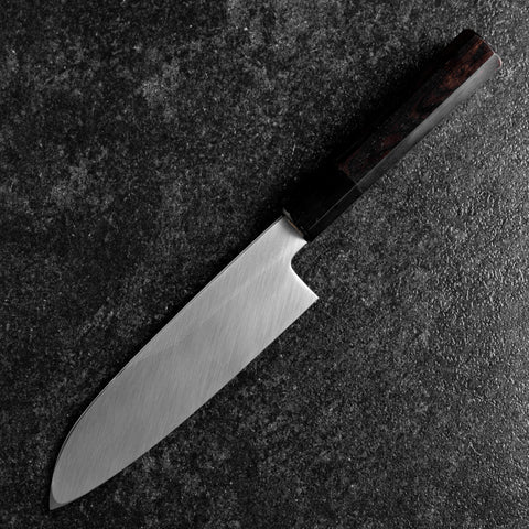 Santoku White Steel #2 Kasumi Single Bevel Chokin Sakura-Fuji Buffalo Ebony Handle 155mm