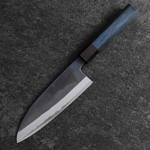 Santoku Stainless Clad Blue Super Kurouchi Blue Urushi Handle 165mm (6.5”)