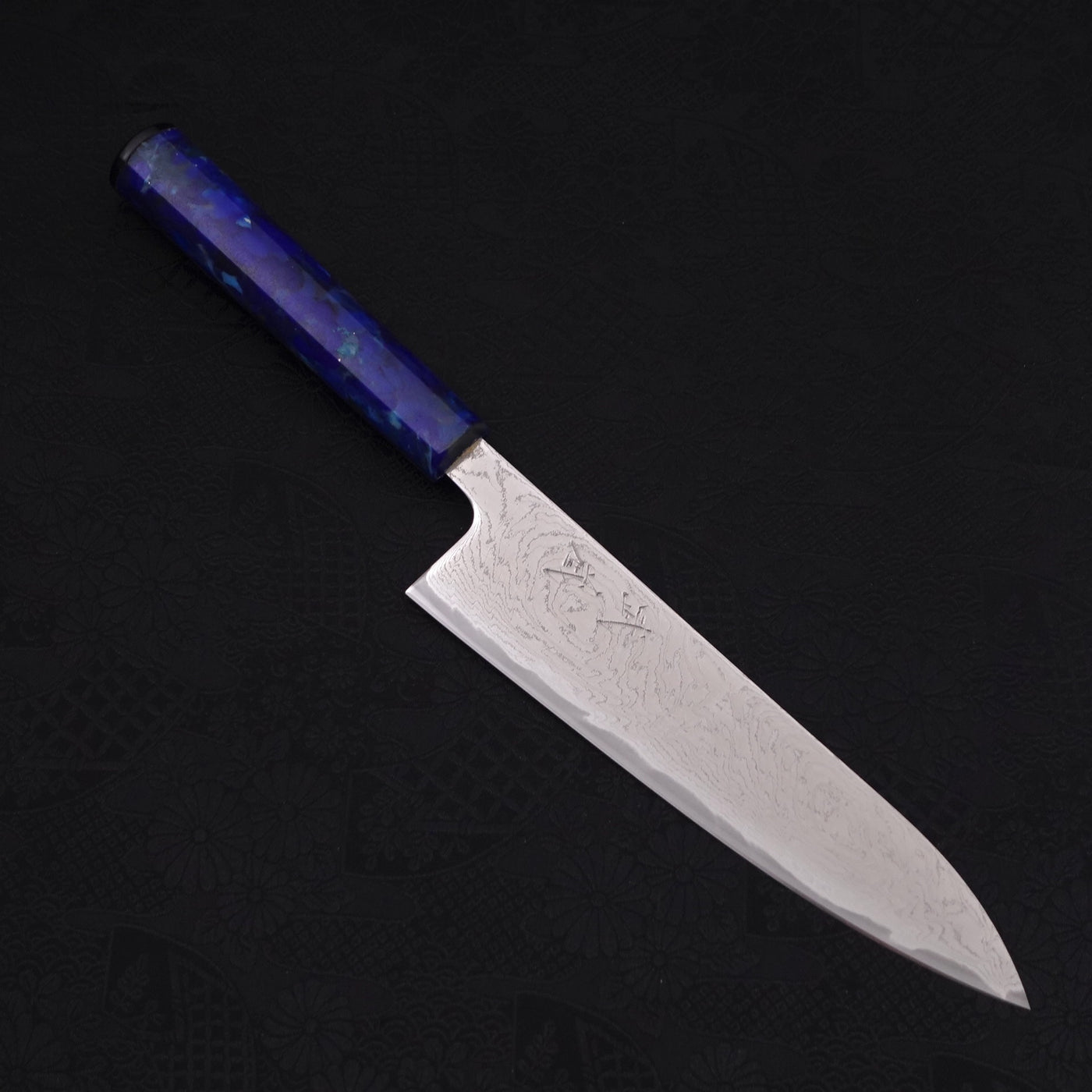 牛刀 AUS-10不鏽鋼 大馬士革 海洋藍柄 180mm