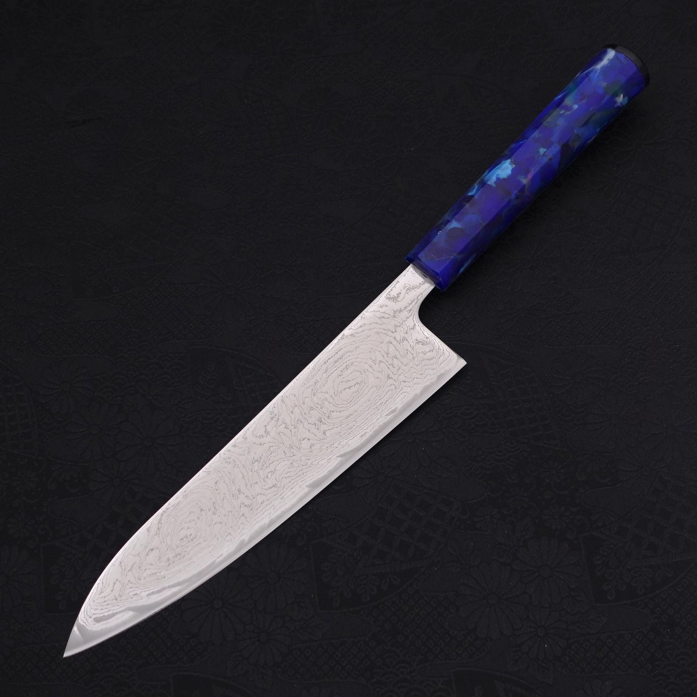 牛刀 AUS-10不鏽鋼 大馬士革 海洋藍柄 180mm