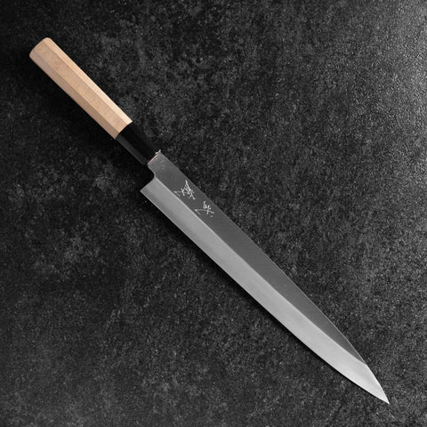 Yanagiba Silver Steel #3 Kasumi Buffalo Manico in Ebano 270mm