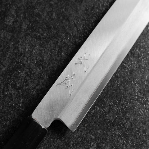 Yanagiba Silver Steel #3 Kasumi Buffalo Manico in Ebano 270mm