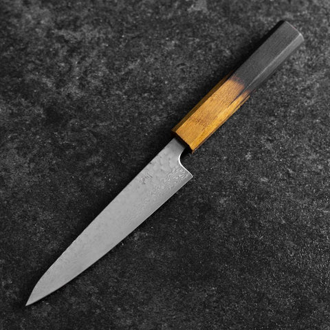 Petty Silver Steel #3 Tsuchime Damascus Yaki Urushi Handle 140mm (5.3”)