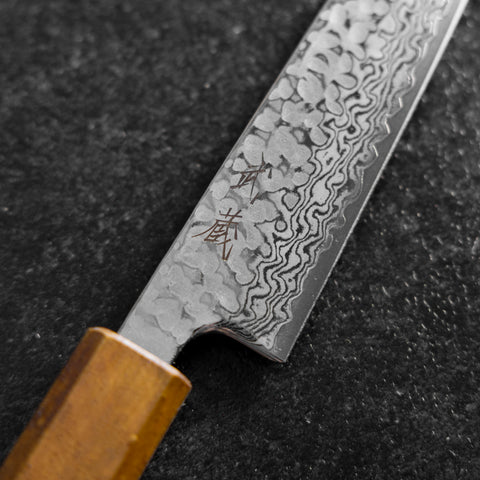 Petty Silver Steel #3 Tsuchime Damascus Yaki Urushi Handle 140mm (5.3”)