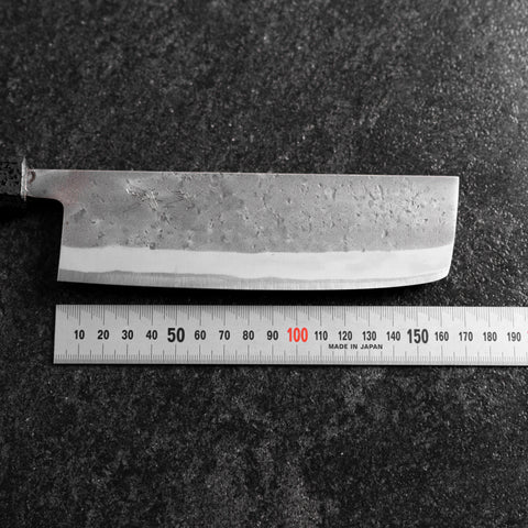 Nakiri Blue Steel #2 Stainless Clad Nashiji Black Ishime Handle 165mm