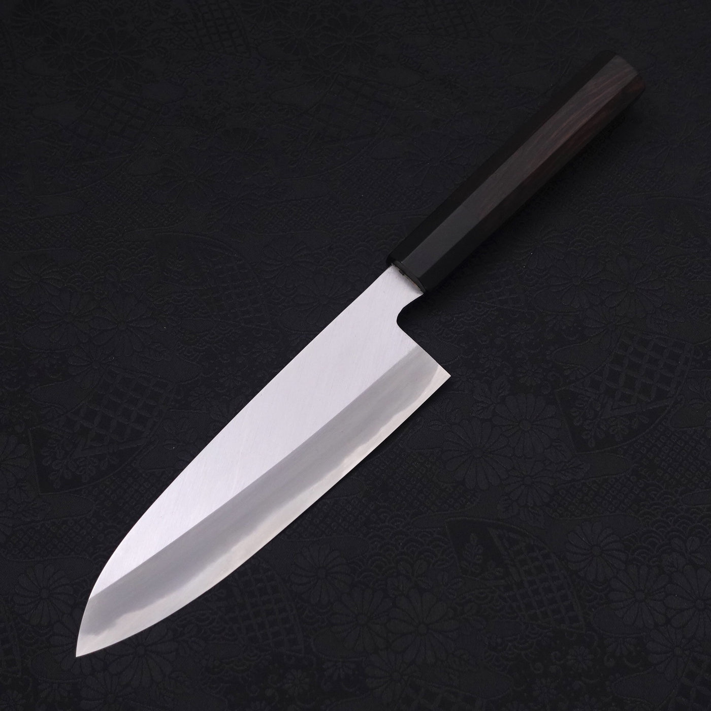 Santoku White steel #2 Kasumi Chokin Samurai Full Moon Buffalo Ebony Handle 180mm