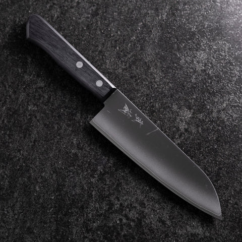 Santoku VG-1 Polished Western Black Handle 165mm（Tsuba-nashi)