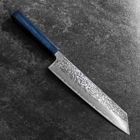 Kiritsuke AUS-10 Mirror Tsuchime Damascus Dark Blue Urushi Handle 240mm (9.4”)