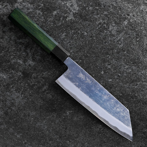 三徳 青紙スーパー 黒打槌目 焼漆柄 165mm