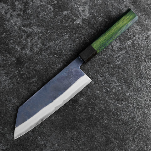 三徳 青紙スーパー 黒打槌目 焼漆柄 165mm