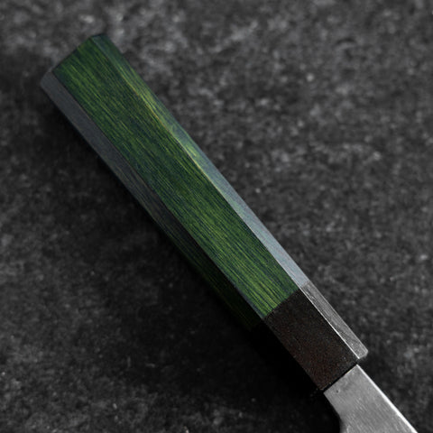 三徳 青紙スーパー 黒打槌目 焼漆柄 165mm
