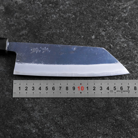 三徳 青紙スーパー 黒打槌目 焼漆柄 165mm