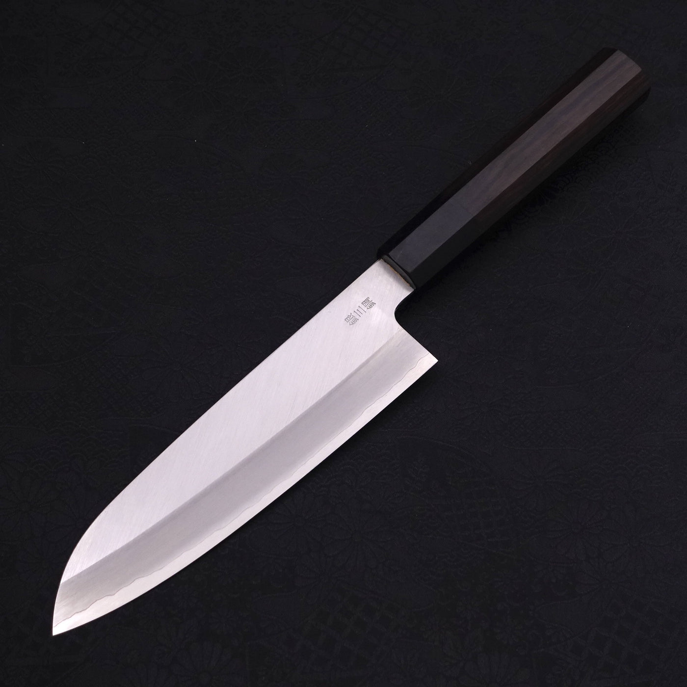 Santoku Single Weißer Stahl #2 Kasumi Chokin Sakura Fuji Büffel Ebenholz Griff 180mm