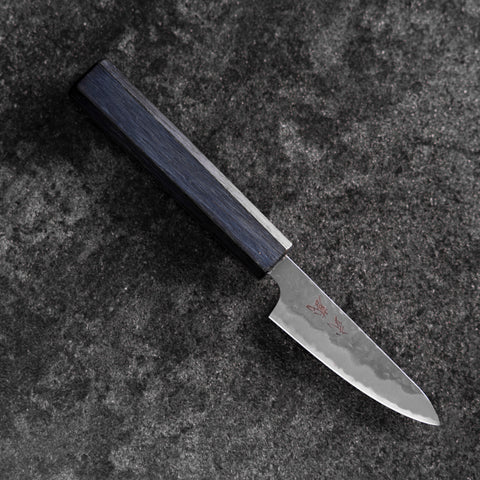 Paring White Steel #2 Tsuchime Dark Blue Urushi Handle 80mm (3.1”)
