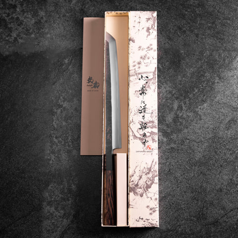 Sakimaru Takohiki Blue Steel #2 Kurouchi Buffalo Wenge Handle 270mm (10.6”)
