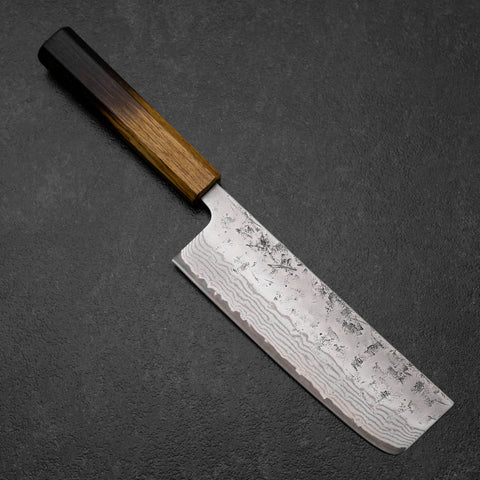 Nakiri Sweden Steel Nashiji Damascus Yaki Urushi Handle 165mm