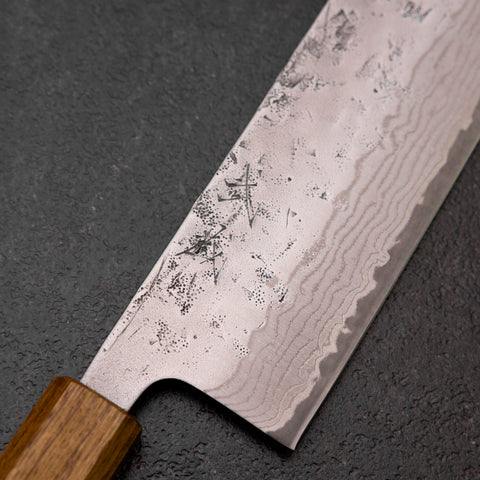 Nakiri Sweden Steel Nashiji Damascus Yaki Urushi Handle 165mm
