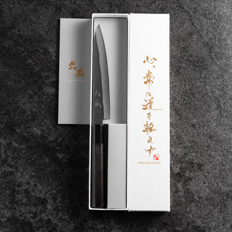 Petty Blue Steel #1 Stainless Clad Kurouchi Buffalo Ebony Handle 150mm