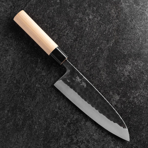 Deba White Steel #2 Kurouchi Tsuchime Cherry Handle 180mm