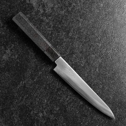 Petty Blue Steel #1 Stainless Clad Polished Black Urushi Handle 150mm