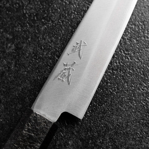 Petty Blue Steel #1 Stainless Clad Polished Black Urushi Handle 150mm
