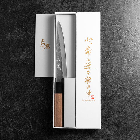 Petty Silver Steel #3 Nashiji Buffalo Walnut Handle 150mm