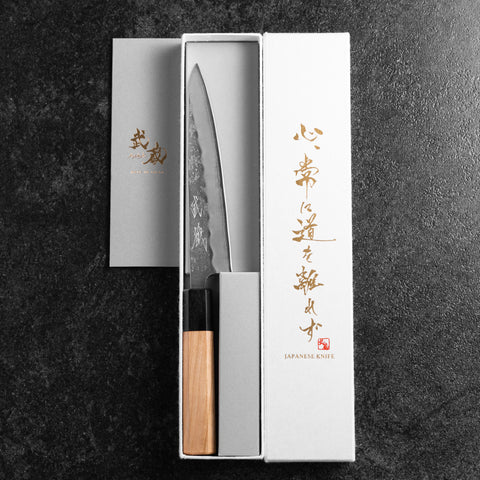 Petty Silver Steel #3 Nashiji Buffalo Cherry Handle 150mm