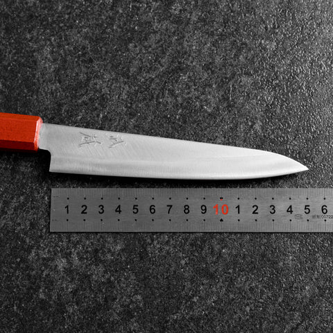 Petty Blue Steel #1 Stainless Clad Polished Red Black Urushi Handle 150mm