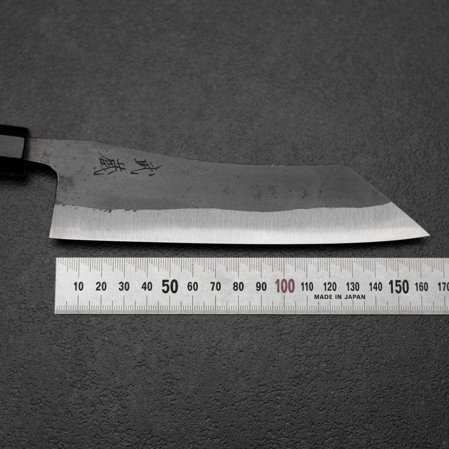 蔵出し特価本黒檀敷台 はす切り４２×２０×厚3,5cm 重2,2kg Hakata Blue Steel #2 Kurouchi Buffalo Ebony Handle 165mm (6.5