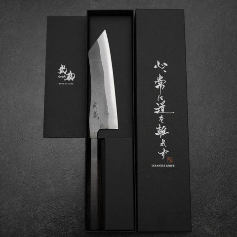 Hakata Blue Steel #2 Kurouchi Buffalo Ebony Handle 165mm (6.5”)-[Musashi]-[Japanese-Kitchen-Knives]