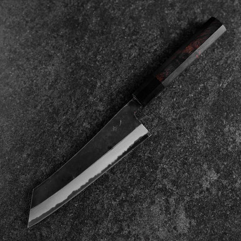 Hakata Blue Steel #2 Kurouchi Buffalo Ebony Handle 180mm-[Musashi]-[Japanese-Kitchen-Knives]