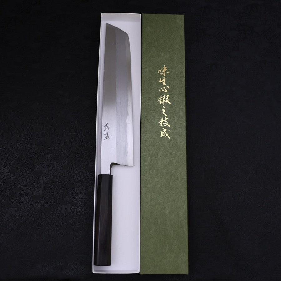 青2 鱧切 はも切り 骨切 包丁 9寸 270mm 鱧切(骨切) 青紙2号 霞 黒檀水牛柄 300mm – MUSASHI