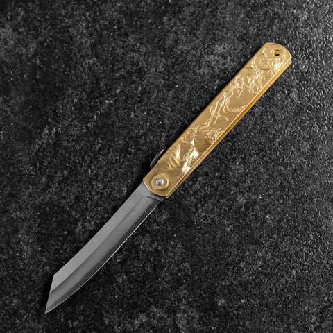 Higonokami Aogami Chokin Octopus and Ama Diver 120mm-[Musashi]-[Japanese-Kitchen-Knives]