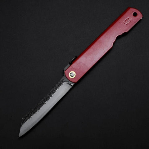 Higonokami Aogami Clad Tsuchime 100mm with Red Sheath (3.9”)-[Musashi]-[Japanese-Kitchen-Knives]