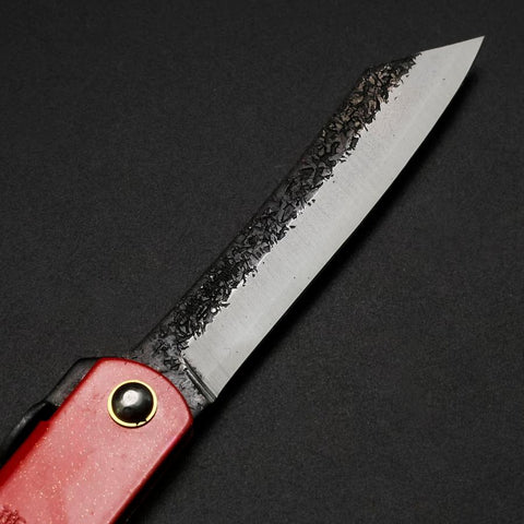 Higonokami Aogami Clad Tsuchime 100mm with Red Sheath (3.9”)-[Musashi]-[Japanese-Kitchen-Knives]