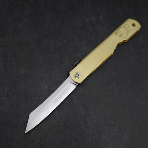 Higonokami Aogami Eto Hitsuji 80mm Brass (3.1”)-[Musashi]-[Japanese-Kitchen-Knives]
