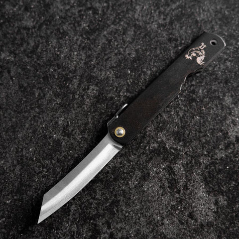 Higonokami Aogami Eto Tori 80mm Black (3.1”)-[Musashi]-[Japanese-Kitchen-Knives]
