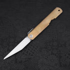 Higonokami Aogami Kurouchi Single Blade 100mm Brass (3.9”)-[Musashi]-[Japanese-Kitchen-Knives]