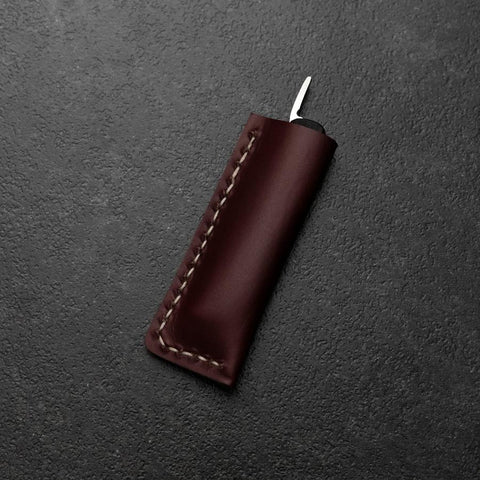 Higonokami VG-10 Black Persimmon Outdoor Knife 60mm with Wine-Red Leather Sheath-[Musashi]-[Japanese-Kitchen-Knives]