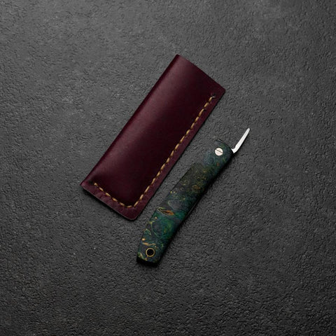 Higonokami VG-10 Stabilized Wood Outdoor Knife 60mm with Leather Sheath-[Musashi]-[Japanese-Kitchen-Knives]