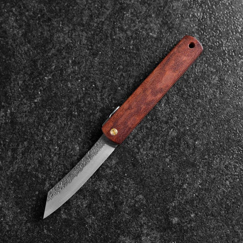 Higonokami VG-10 Tsuchime Red Natural Wood 100mm-[Musashi]-[Japanese-Kitchen-Knives]