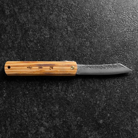 Higonokami VG-10 Tsuchime Yellow Natural Wood 100mm-[Musashi]-[Japanese-Kitchen-Knives]