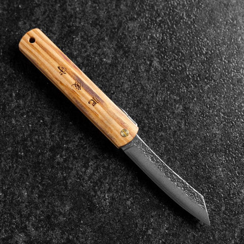 Higonokami VG-10 Tsuchime Yellow Natural Wood 100mm-[Musashi]-[Japanese-Kitchen-Knives]